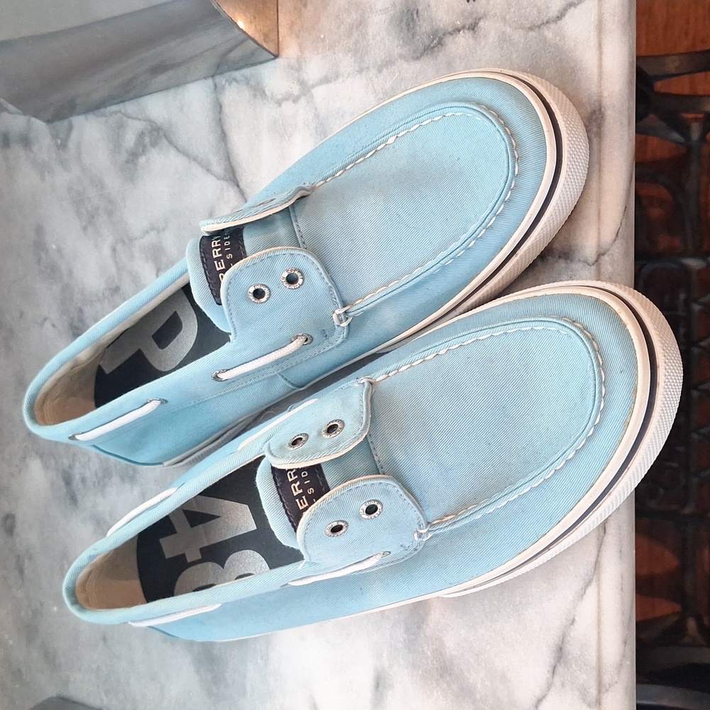 Sperry Top Sider Light Blue Canvas Slip-On Shoes